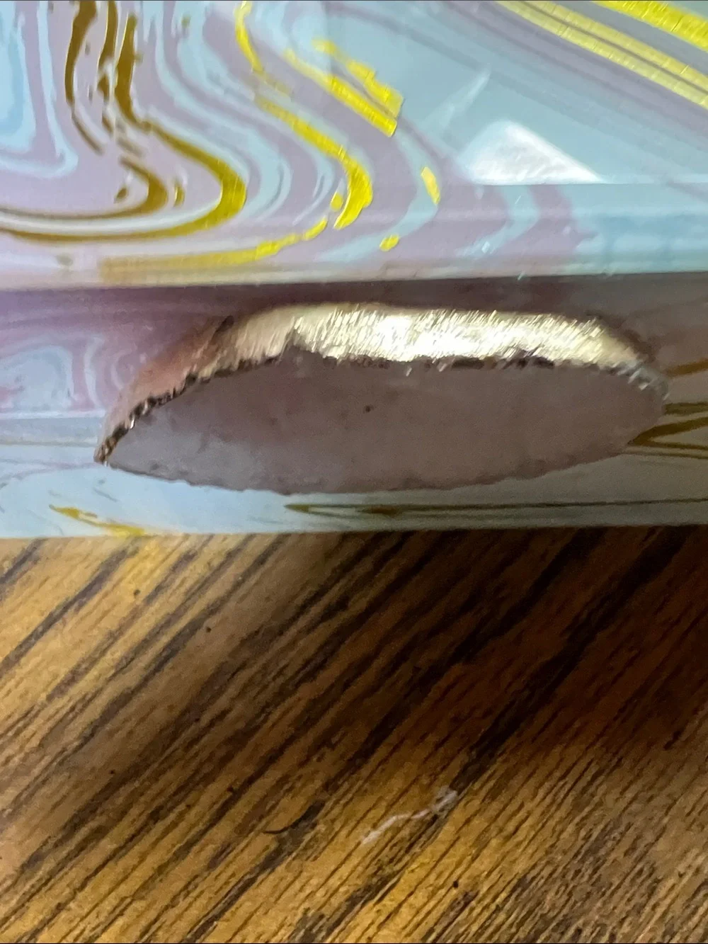 Allure Pink, White & Gold Marble Jewelry Box with Geode Accent